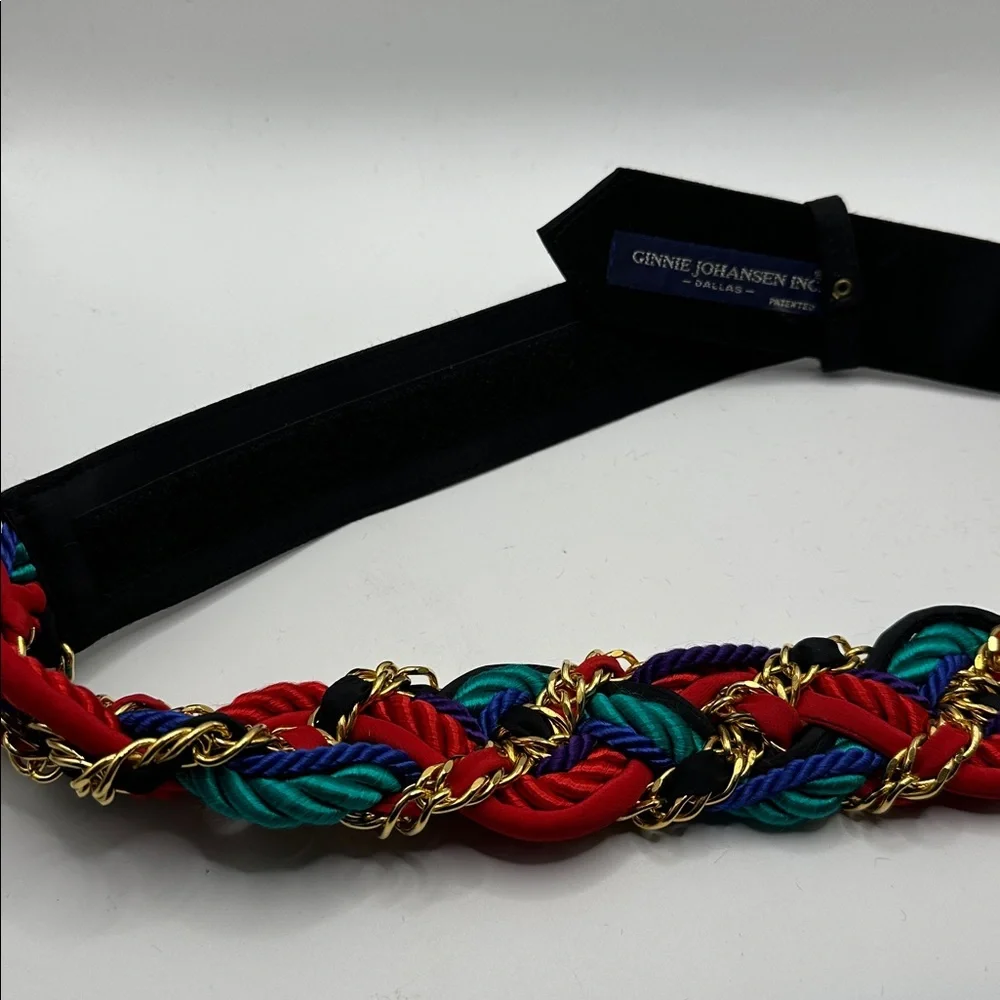 Ginnie Johansen Inc. vintage braided rope statement belt with gold-tone chain